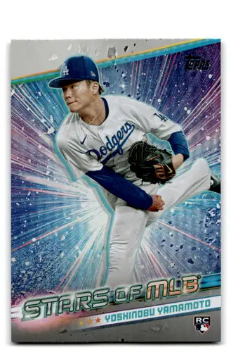 Yoshinobu Yamamoto baseball card from 2024 Topps Stars of MLB series with original gloss