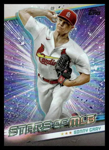 Original gloss 2024 Topps Stars Sonny Gray baseball card featuring a Cardinals pitcher