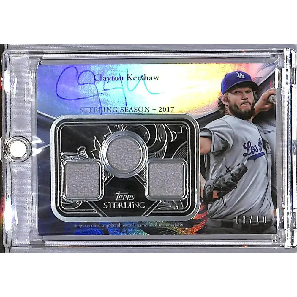 2024 Topps Sterling Seasons #SSAR-CK2 Clayton Kershaw EX Excellent MEM Auto 3/10 Los Angeles Dodgers - Baseball Card