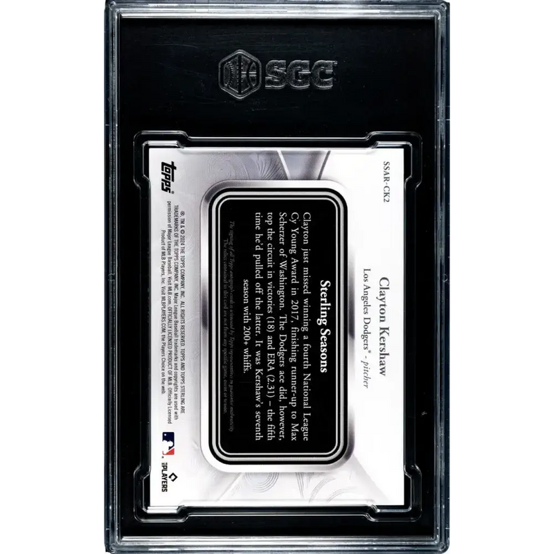2024 Topps Sterling Seasons #SSAR-CK2 Clayton Kershaw SGC 8.5 NM/MT+ Auto 25/25 Los Angeles Dodgers Baseball Card