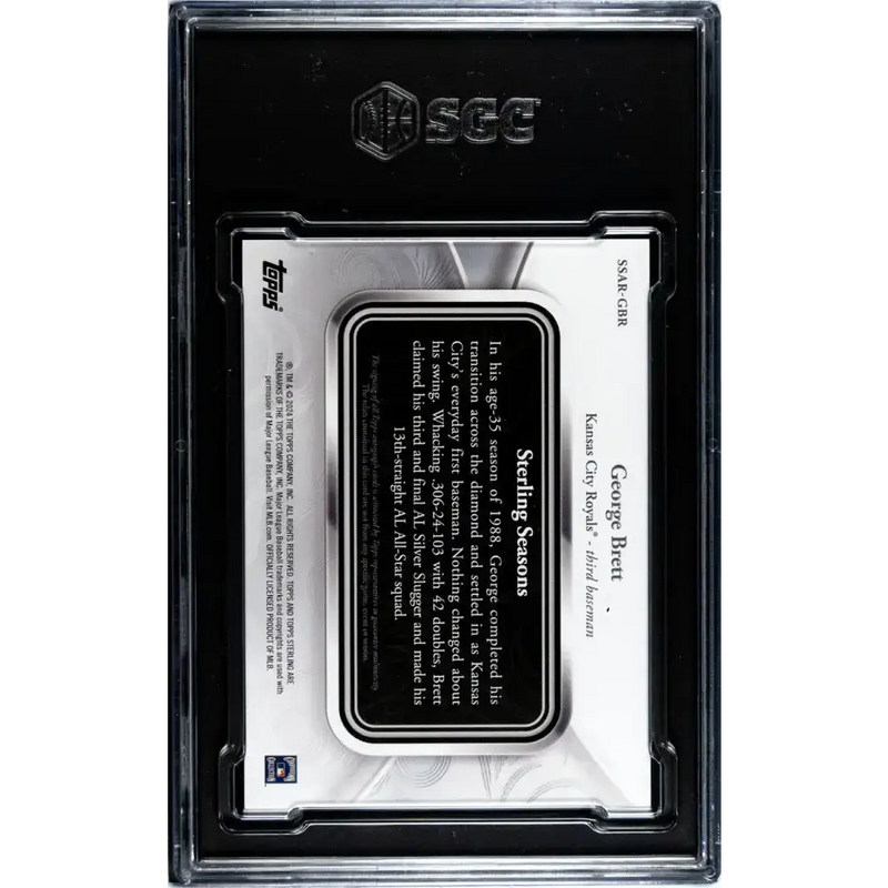 2024 Topps Sterling Seasons #SSAR-GBR George Brett SGC 9.5 MINT+ Auto 14/25 Kansas City Royals Baseball Card - Baseball