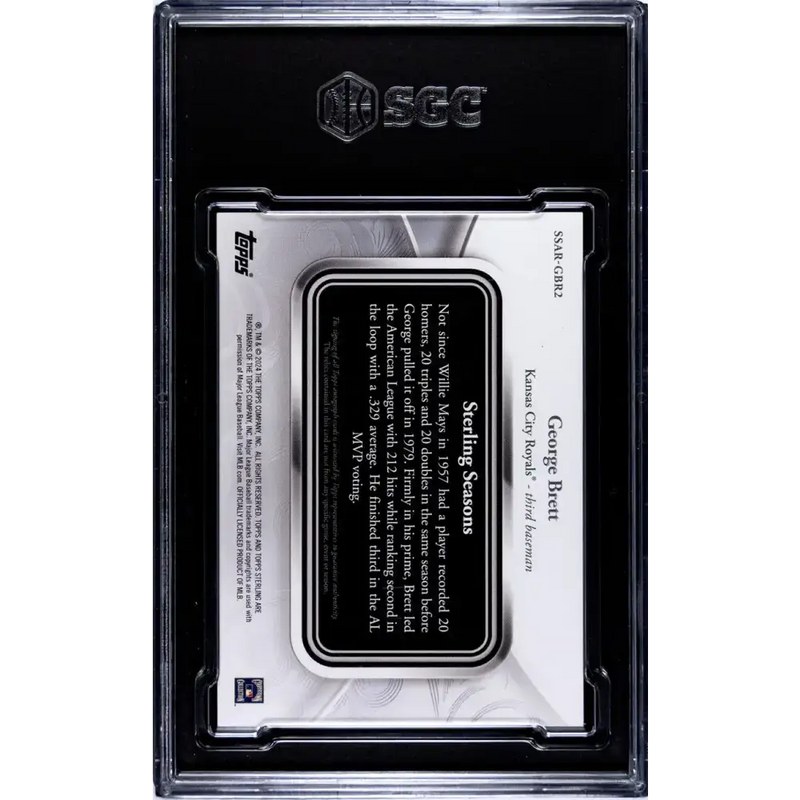 2024 Topps Sterling Seasons #SSAR-GBR2 George Brett SGC 8.5 NM/MT+ Auto 7/25 Kansas City Royals Baseball Card