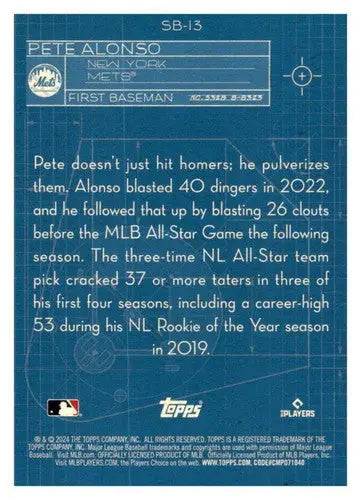 Original gloss 2024 Topps Superstar Blueprint Pete Alonso Mets baseball card
