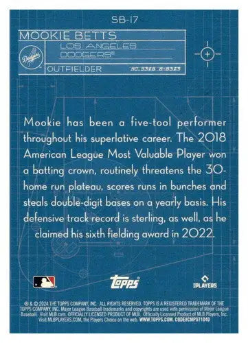 2024 Topps Superstar Blueprint #SB-17 Mookie Betts NM-MT Dodgers ID:71096 - Baseball Card Single