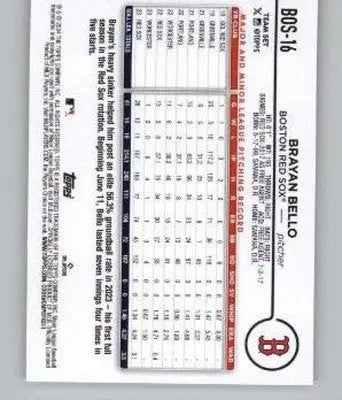 2024 Topps Team Sets Boston Red Sox #BOS-16 Brayan Bello NM-MT Red Sox ID:81171 - Baseball Card Single