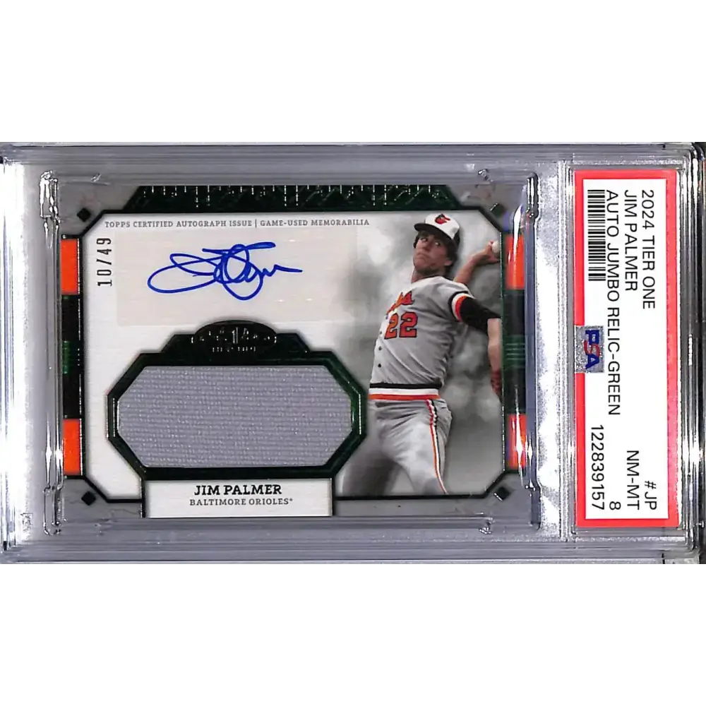 2024 Topps Tier One Jumbo Green #AT1JR-JP Jim Palmer PSA 8 NM-MT MEM Auto 10/49 Baltimore Orioles - Baseball Card Single