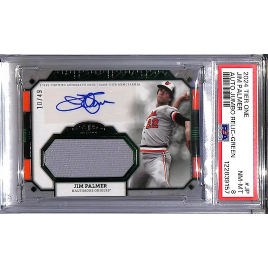 2024 Topps Tier One Jumbo Green #AT1JR-JP Jim Palmer PSA 8 NM-MT MEM Auto 10/49 Baltimore Orioles - Baseball Card Single