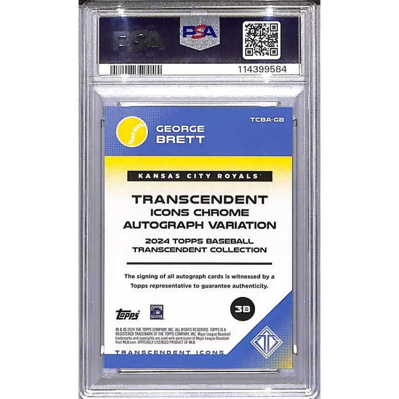 2024 Topps Transcendent Collection Icons Chrome #TCBA-GB George Brett PSA 9 MINT Auto 15/25 Kansas City Royals