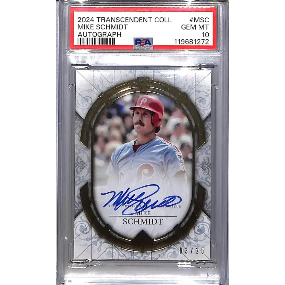 2024 Topps Transcendent Collection #TCA-MSC Mike Schmidt PSA 10 GEM MINT Auto 3/25 Philadelphia Phillies - Baseball