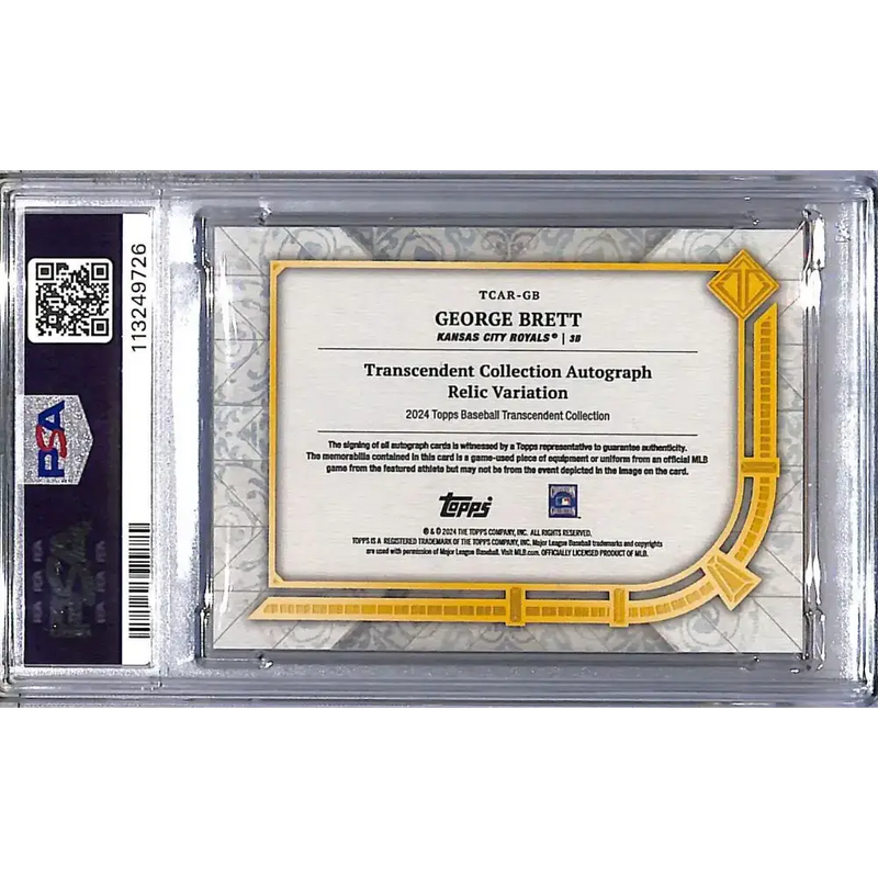 2024 Topps Transcendent #TCAR-GB George Brett PSA 8 NM-MT MEM Auto 05/25 Kansas City Royals - Baseball Card Single