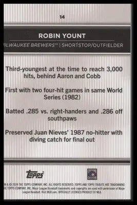 2024 Topps Tribute #14 Robin Yount - Baseball Card Single