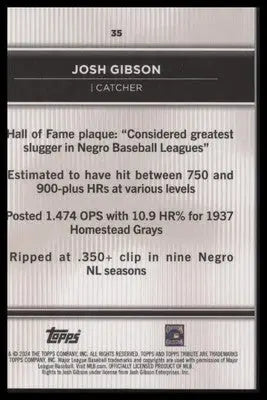 2024 Topps Tribute #35 Josh Gibson - Baseball Card Single