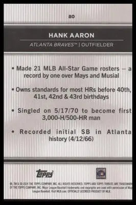 2024 Topps Tribute #80 Hank Aaron - Baseball Card Single