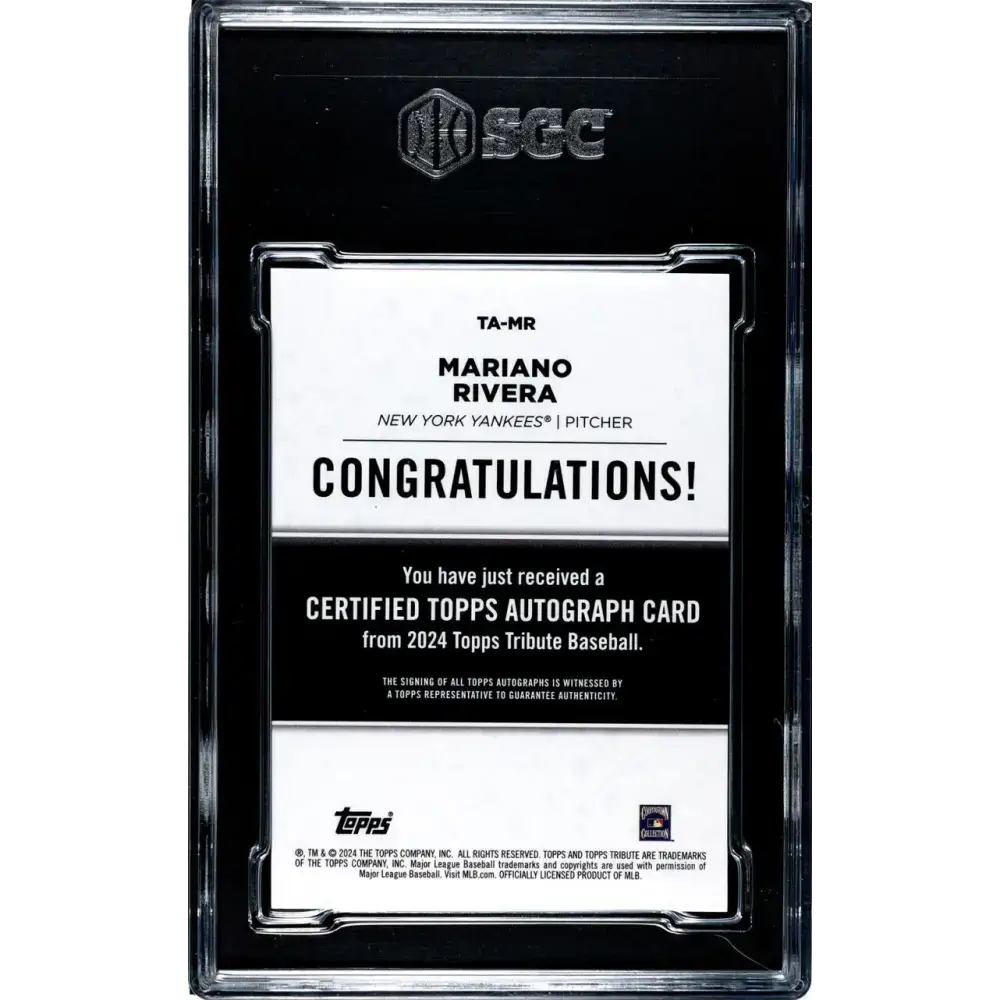 2024 Topps Tribute Red #TA-MR Mariano Rivera SGC 9.5 MINT+ Auto 6/10 New York Yankees Baseball Card - Baseball Card