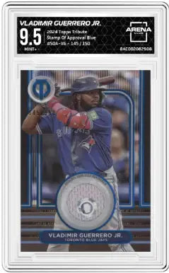 2024 Topps Tribute Vladimir Guerrero Jr. Stamp of Approval Blue 145/150 AC 9.5