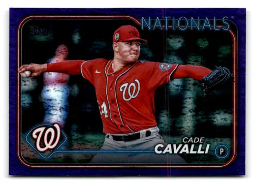 Baseball card showcasing 2024 Topps Update Purple Holo Foilboard Cade Cavalli NM-MT