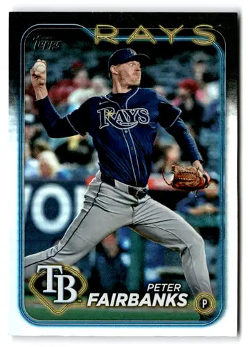 Original gloss US321 Peter Fairbanks baseball card in rainbow foil from 2024 Topps Update