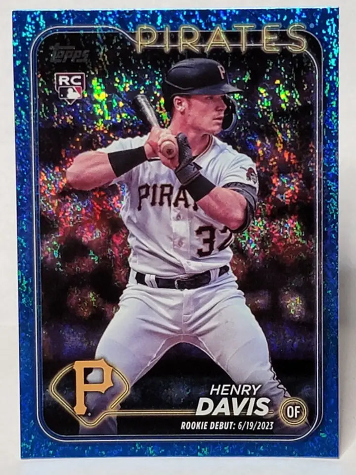 Henry Davis baseball card from 2024 Topps Update Series RC RD Blue Holofoil