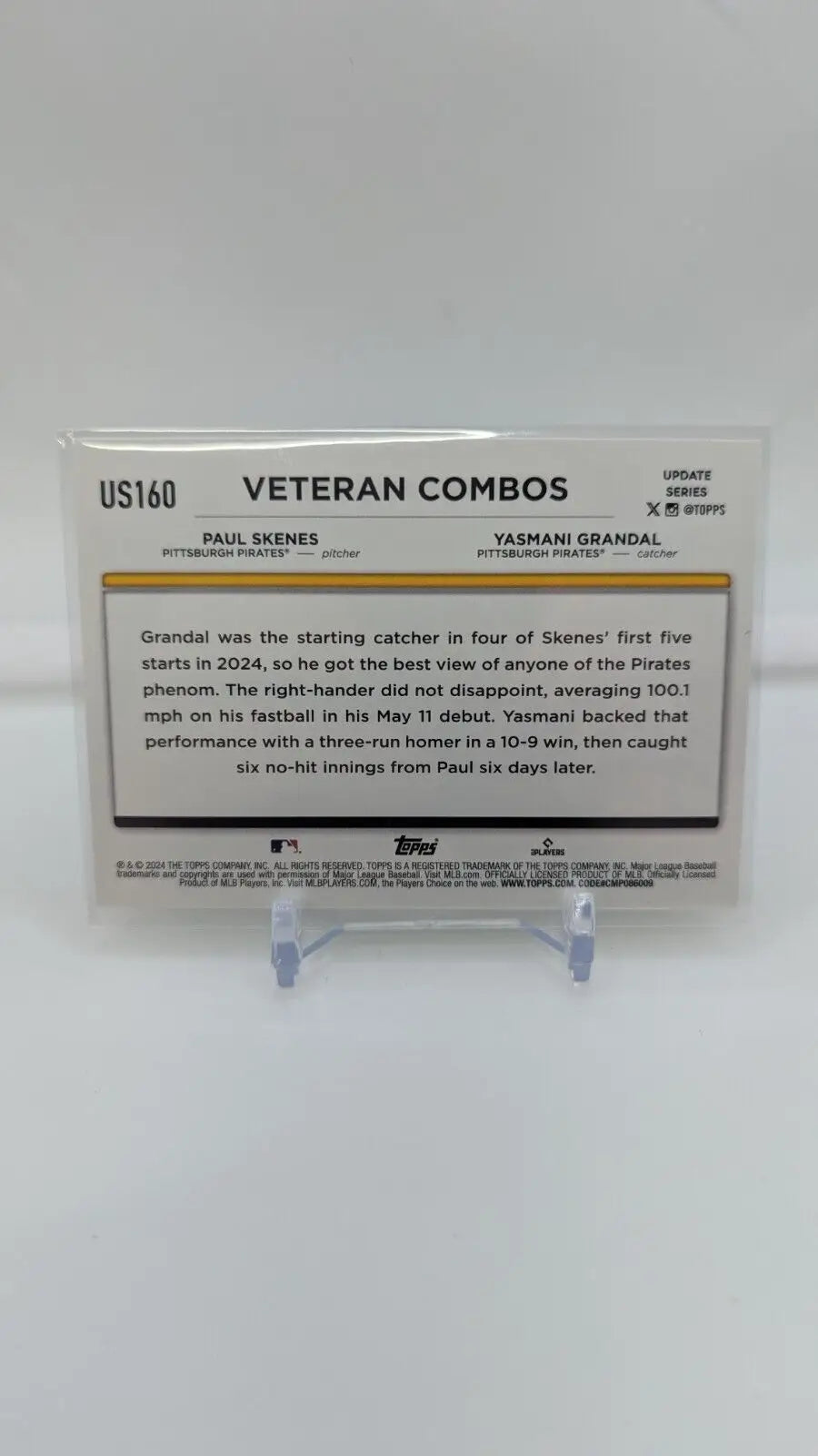 2024 Topps Update Series baseball card featuring Paul Skenes and Yasmani Grandal RC