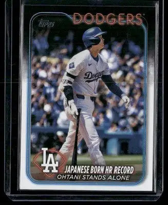 Collectible baseball card featuring Los Angeles Dodgers player from 2024 Topps Update Shohei Ohtani US123 HR Record series