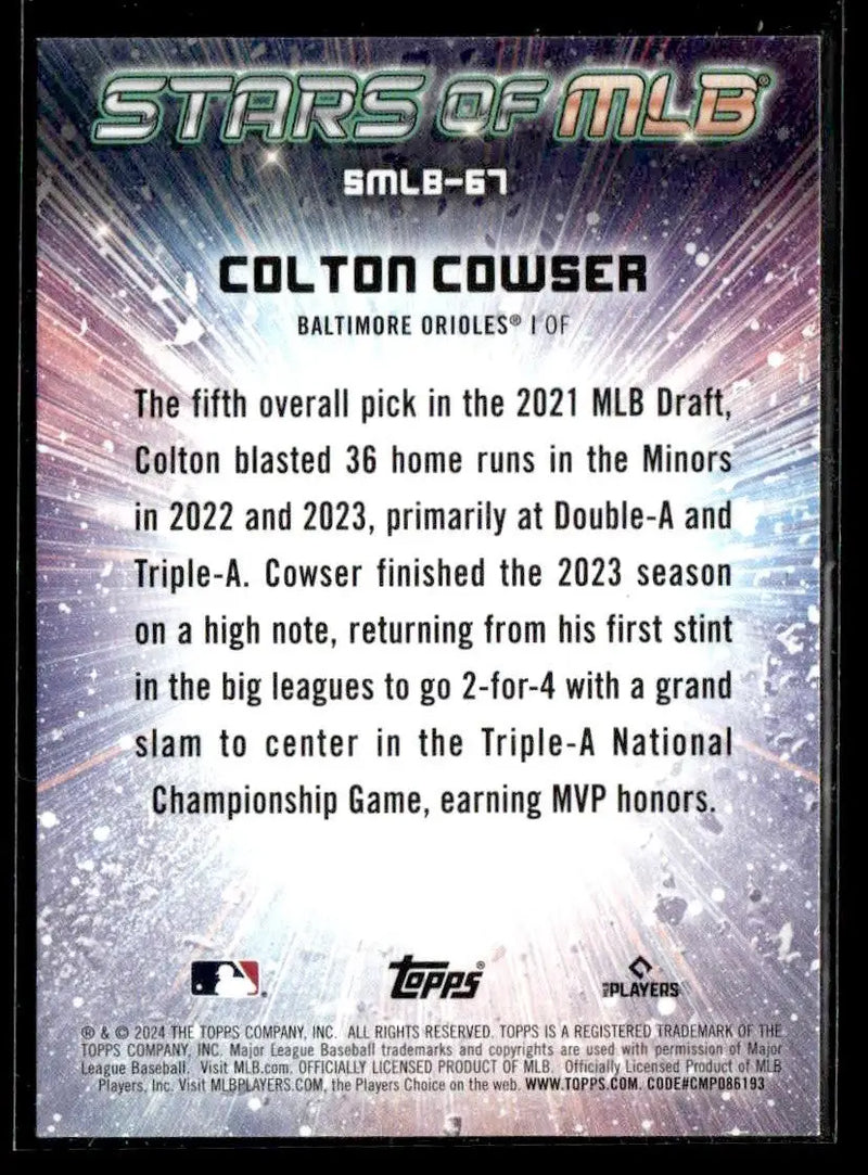 2024 Topps Update #SMLB-67 Colton Cowser Stars of MLB - Baseball Card Single