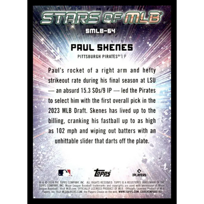 2024 Topps Update Stars of the MLB #SMLB-64 Paul Skenes NM-MT Pittsburgh Pirates Baseball Card