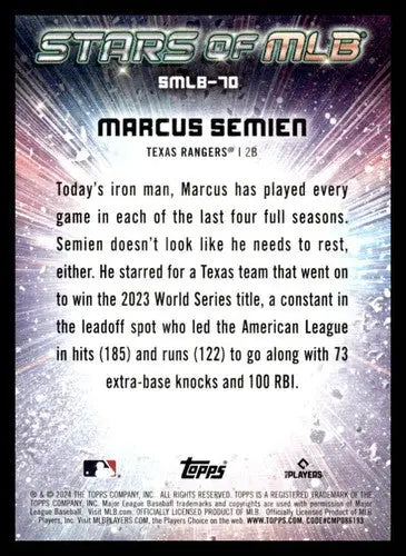 Marcus Semien baseball card from 2024 Topps Update Stars of the MLB series