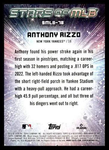 2024 Topps Update Anthony Rizzo baseball card with original gloss Yale Yankees ID 74695