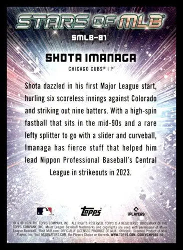 Shota Imanaga baseball card from 2024 Topps Update Stars of the MLB series