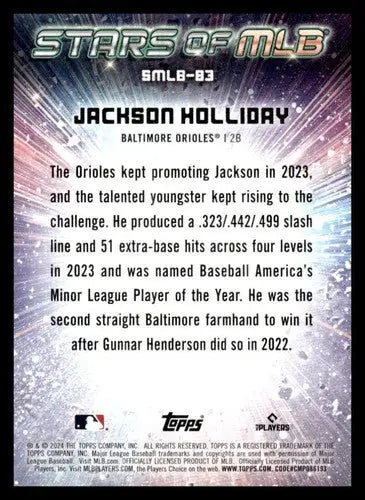 2024 Topps Update Stars of the MLB #SMLB-84 Jackson Chourio NM-MT Brewe ID:74696 - Baseball Card Single