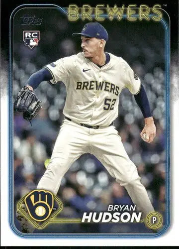 Original gloss Bryan Hudson baseball card from 2024 Topps Update US105 Rookie Brewers