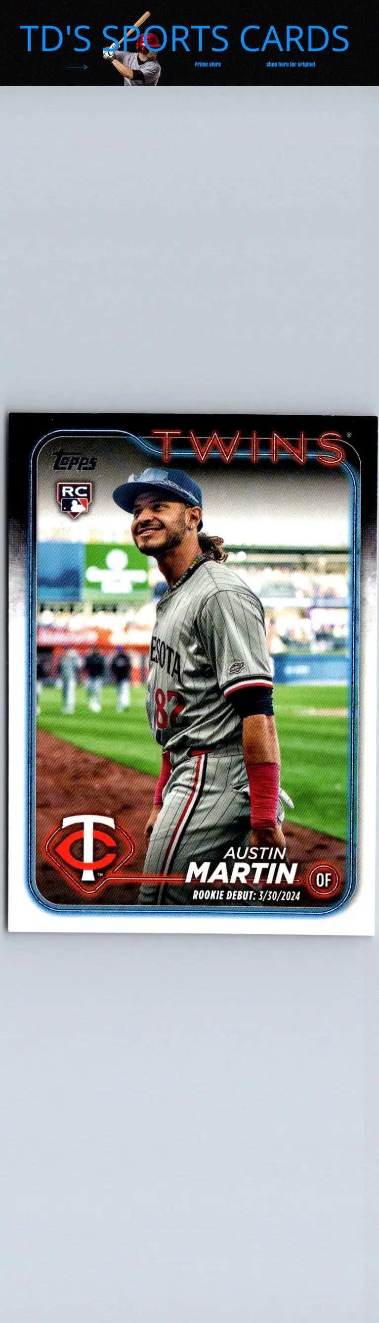 Austin Martin baseball card from 2024 Topps Update US114 featuring Austin Martin key card