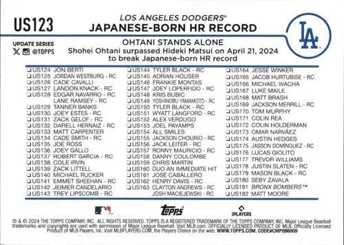 2024 Topps Update #US123 Shohei Ohtani NM-MT Dodgers ID:76333 - Baseball Card Single