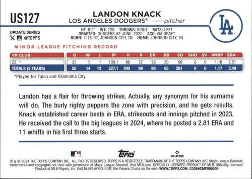 2024 Topps Update US127 Landon Knack rookie baseball card with original gloss