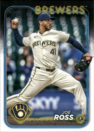 Original gloss 2024 Topps Update US135 Joe Ross Brewers baseball card NM-MT