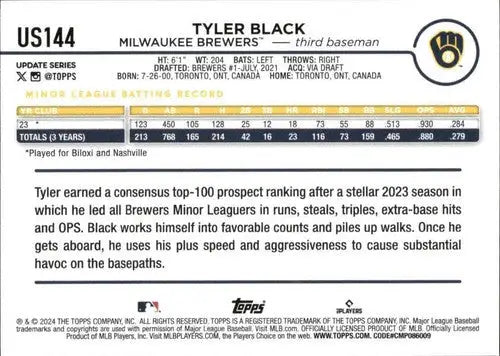 2024 Topps Update #US144 Tyler Black NM-MT RC Rookie Brewers ID:74722 - Baseball Card Single