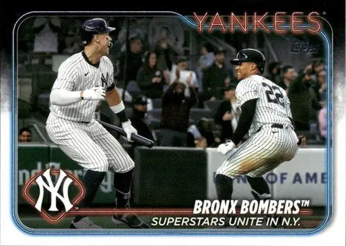 2024 Topps Update US181 Aaron Judge and Juan Soto Yankees baseball card