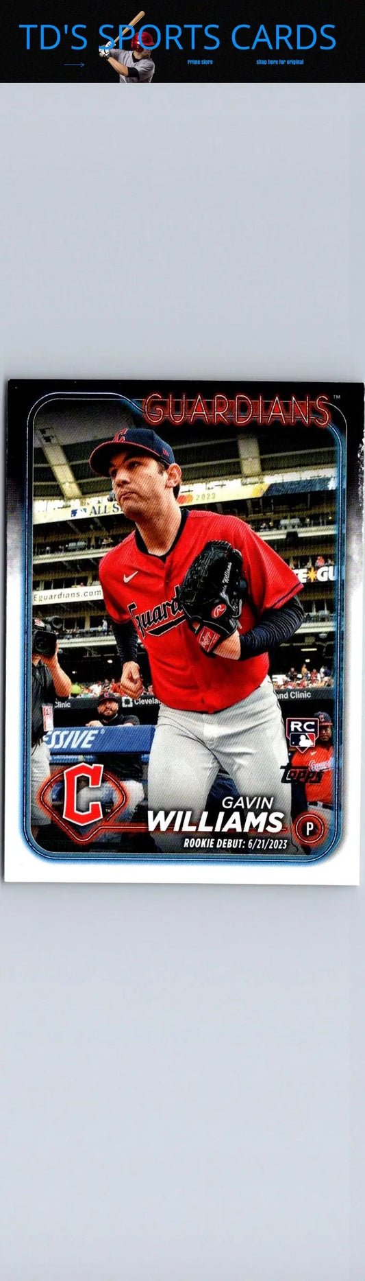 Gavin Williams baseball card from 2024 Topps Update US294 featuring Gavin Williams
