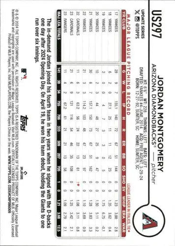 2024 Topps Update #US297 Jordan Montgomery NM-MT Diamondbacks ID:74743 - Baseball Card Single