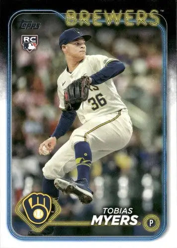 Original gloss 2024 Topps Update Tobias Myers rookie baseball card