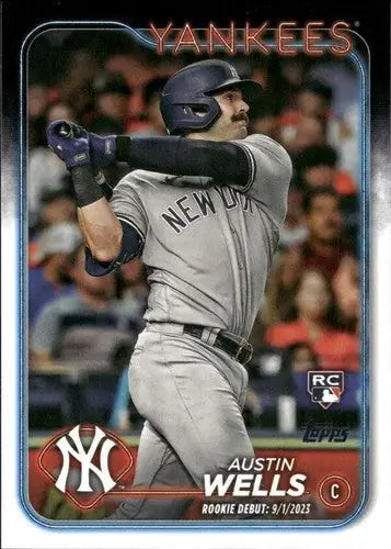 Original gloss 2024 Topps Update Austin Wells rookie baseball card NM-MT Yankees ID 76382