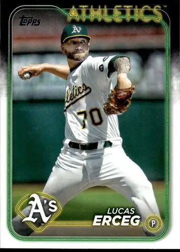 Baseball card featuring Lucas Erceg from 2024 Topps Update US93 Lucas Athletics