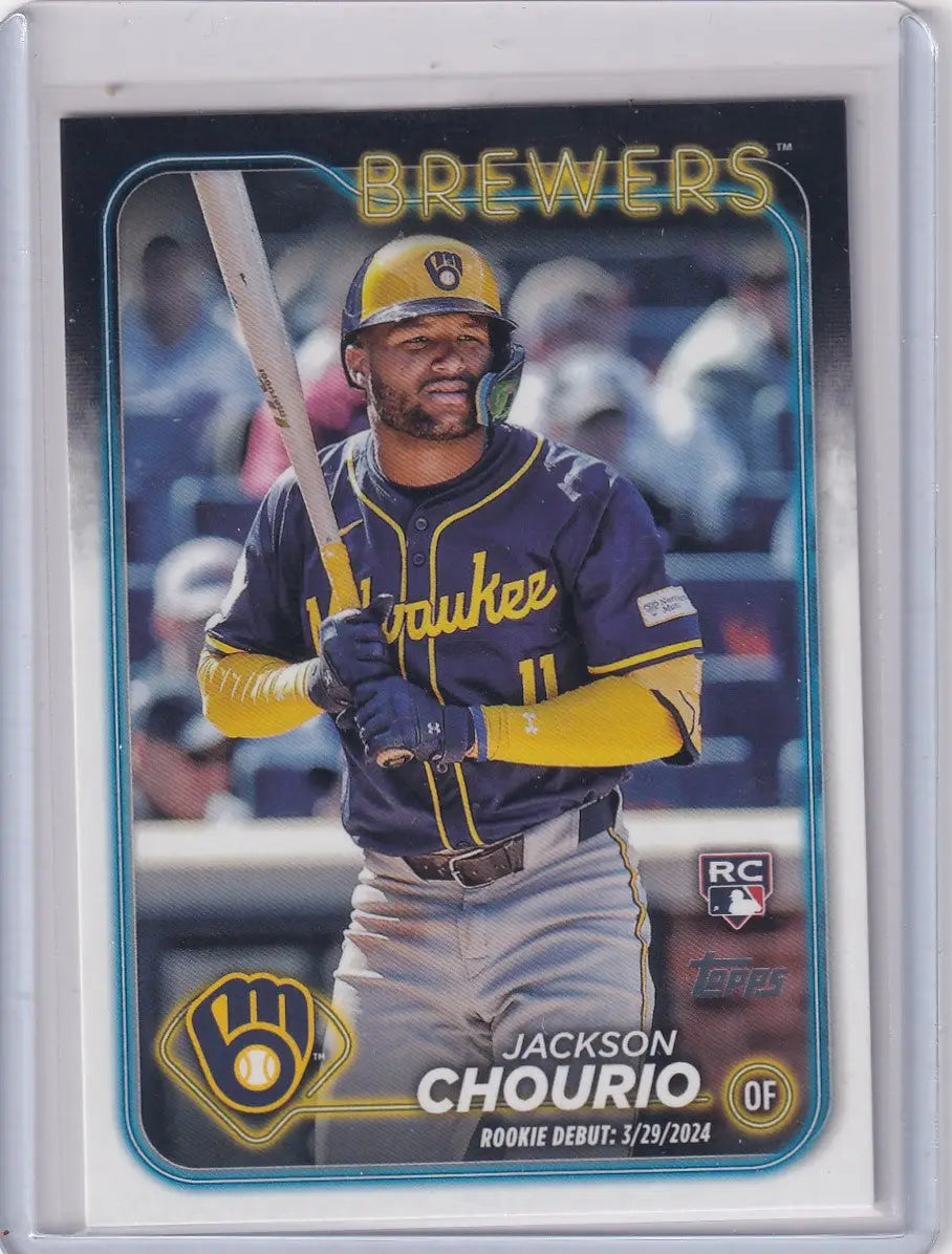 Baseball card of Jackson Chourio in Milwaukee Brewers uniform, 2024 Topps US155