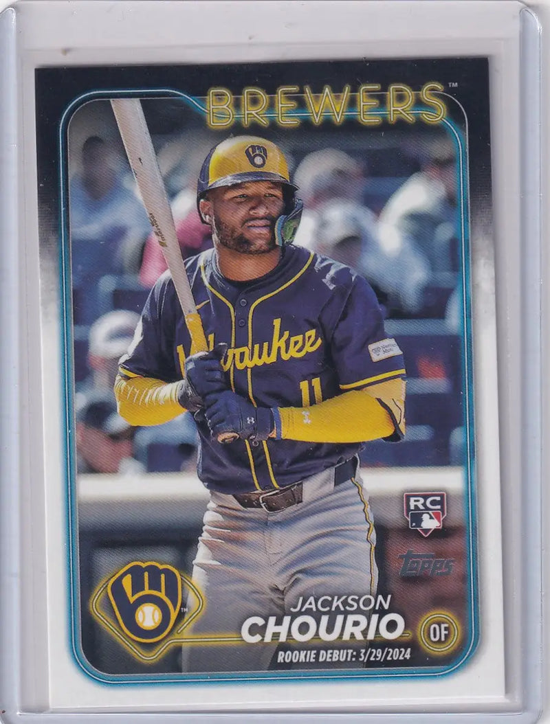 Baseball card of Jackson Chourio in Milwaukee Brewers uniform, 2024 Topps US155