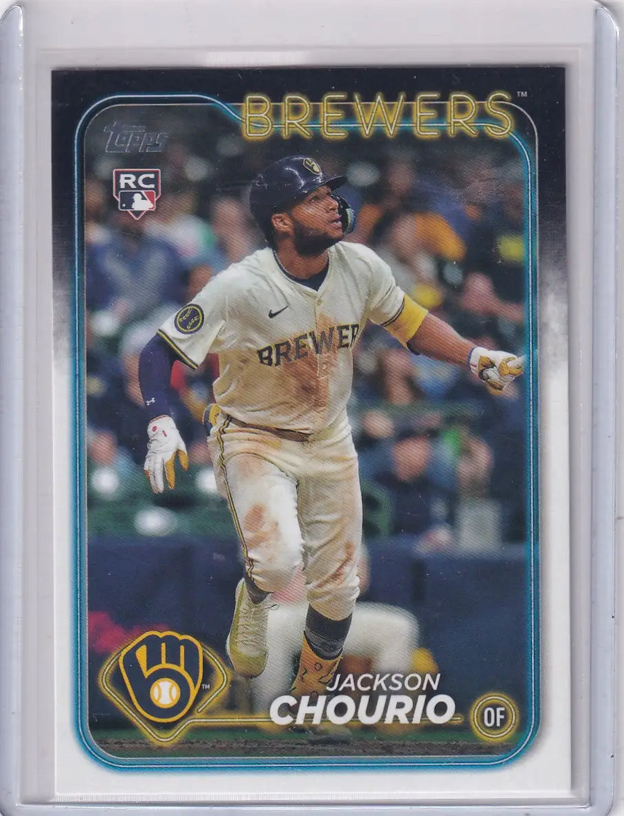 Baseball trading card of Jackson Chourio from 2024 Topps us240 Jackson Chourio Milwaukee Brewers