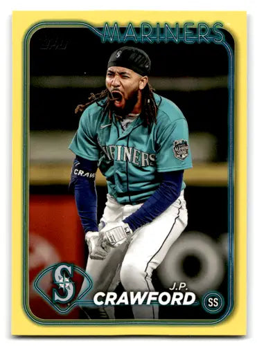 2024 Topps Yellow J.P. Crawford baseball card with original gloss Mariners ID 68198