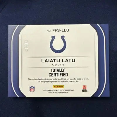 2024 Totally Certified Laiatu Latu Freshman Fabric RPA /49 RC - Football Card Single