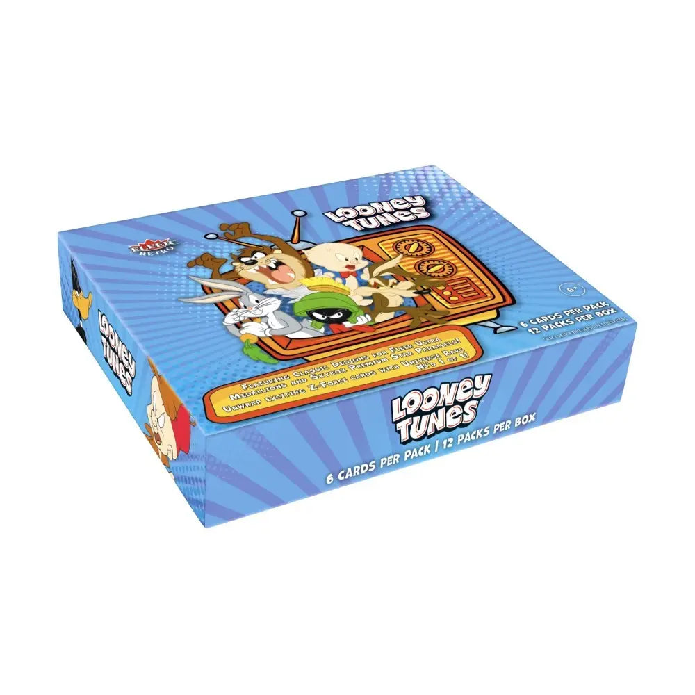Blue Fleer Retro Looney Tunes Hobby Box with character art, 6 cards per pack, 12 packs
