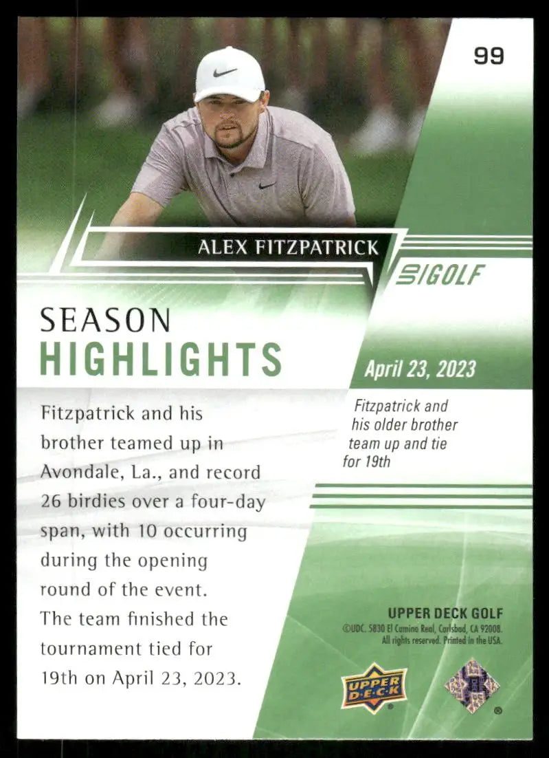 2024 Upper Deck Golf Alex Fitzpatrick #99 Season Highlights Golf - Other