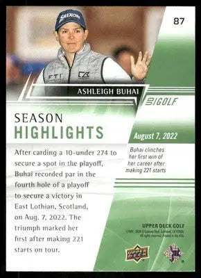 2024 Upper Deck Golf Ashleigh Buhai #87 Season Highlights Golf - Other